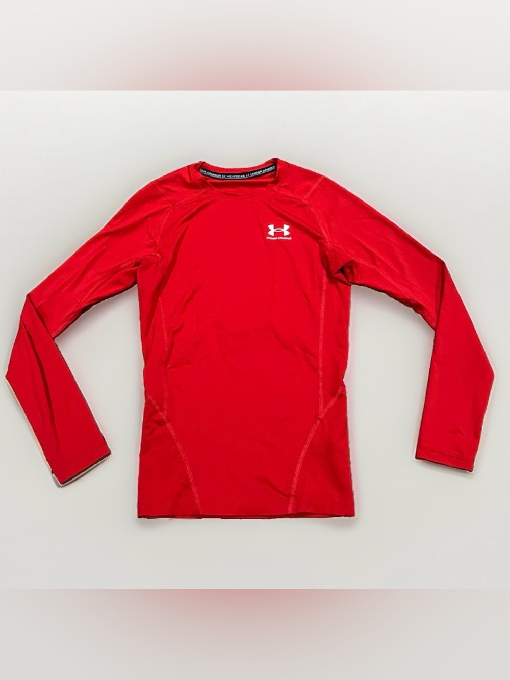 Under Armour HeatGear Compression Long Sleeve Shirt Kids Youth Red Athletic S